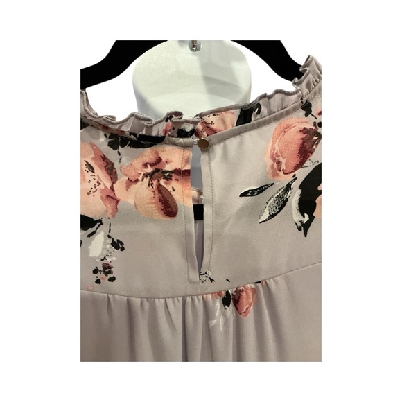 ELLE Women’s XS Floral Ruffle Neck Blouse Work Wear Office Brunch Top - Picture 6 of 8